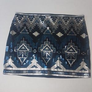 Aztec print sequined skirt. NWT